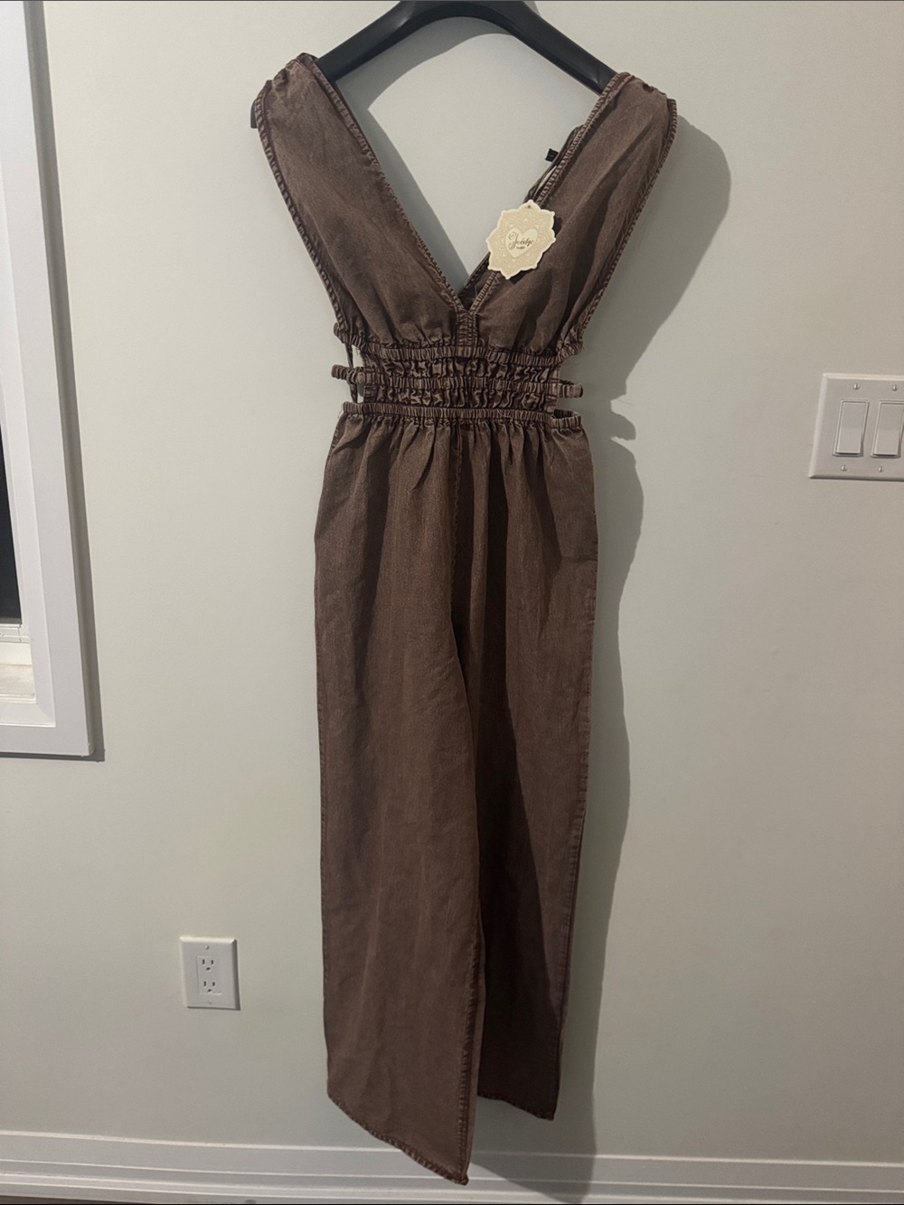 indulge instyle Chocolate-Brown Smocked Waist Romper